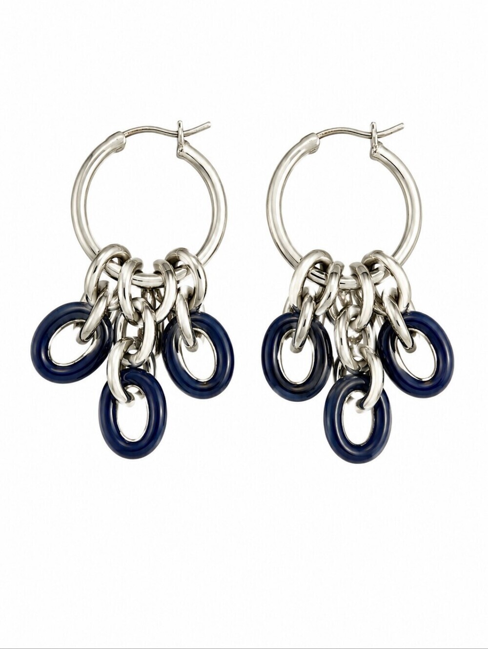 3/$30 VTG Navy Blue Chain Hoop Huggie Earrings